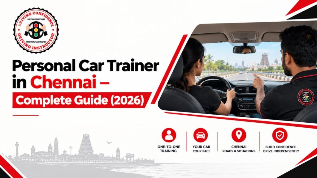 Personal Car Trainer in Chennai – Complete Guide 2026 1 Everything you need to know about hiring a personal car trainer in Chennai — how it works, what's covered, who it suits, and how to choose one for own-car, doorstep driving lessons.